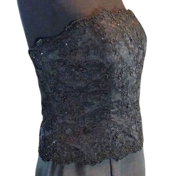 Montage 2 Piece Beaded Lace & Sateen Evening Gown - Picture 3 of 10